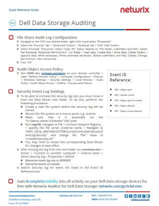 Dell Data Storage Auditing Quick Reference Guide | Netwrix PDF cover
